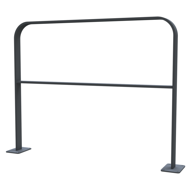 Lean-on hoop made of flat steel | 50 x 12 mm | in bent design | with cross bar | total width: 1000 mm | hot-dip galvanized and coated DB 703
